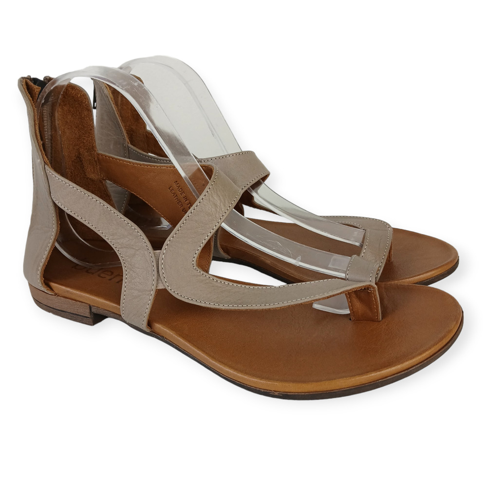Bueno SZ EU41/US10 Tia Hand Crafted Leather Sandal Light Brown